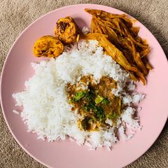 Dried Nethili Fish Fry | Egg Masala Fry A picture of Dried Nethili Fish Fry | Egg Masala Fry.