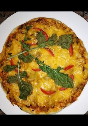 A picture of Bbq Chicken and Mushroom Fire Grilled Pizza #braaifordad!.