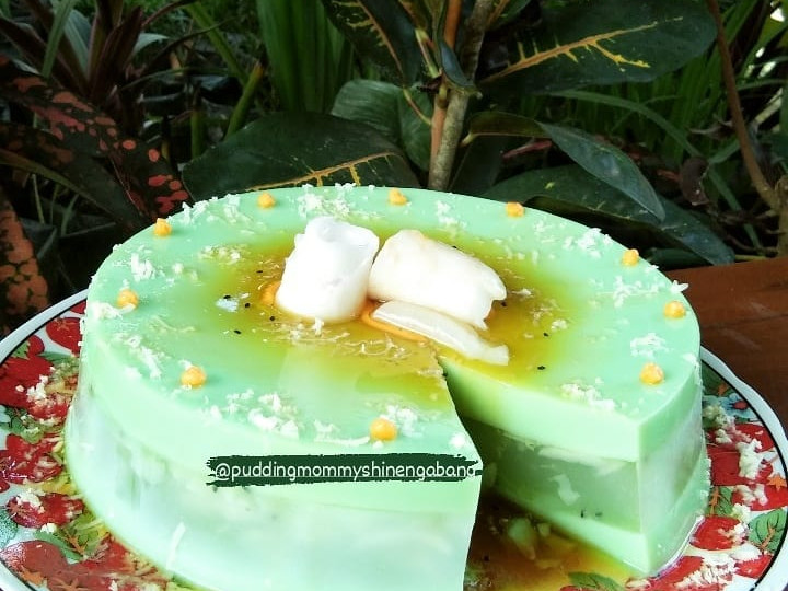 Resep PuddingMommyShine - Pudding Melon lapis kelapa muda dan Lelehan Madu Enak Dan Mudah