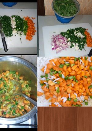 A picture of Rice and Vegetables.