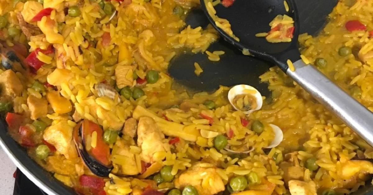 Paella de Carne y pescado Receta de alberto del rio Cookpad