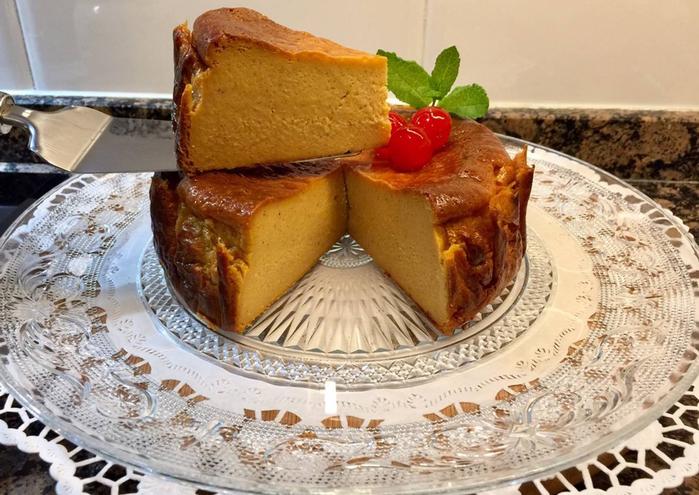 Tarta de queso, calabaza y nata