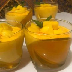 A picture of Mango Panna Cotta with Jelly.