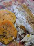 Medallones de calabaza al romero con filet de merluza