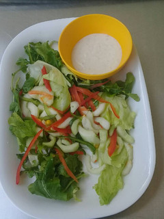 A picture of Vegetable salad with yoghurt dressing. # Eastercontest#.