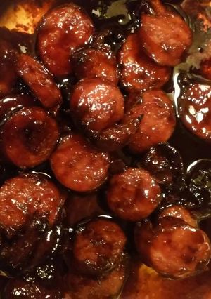 A picture of Curry Kielbasa Bites.