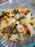 Onion and pepper stir fry with chicken sausage