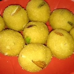 Moong dal ladoo A picture of Moong dal ladoo.