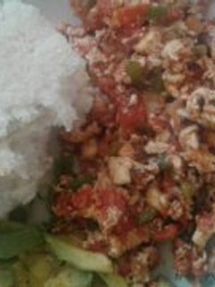 A picture of Fried Eggs with Ugali.