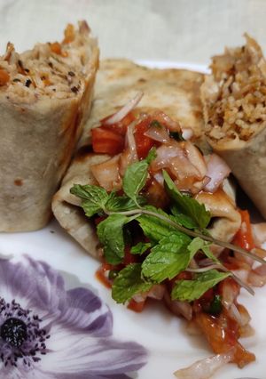 A picture of Mexican rice Burrito.