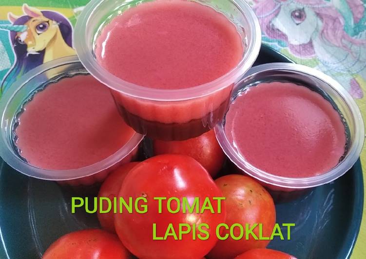 Cara masak Puding tomat lapis coklat  Anti Gagal