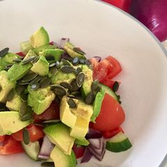 A picture of Summer Salad From An Empty Fridge.