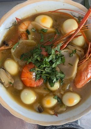 Hình của món Bánh canh phồng tôm nấu tôm.