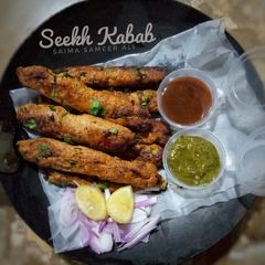 Seekh kabab A picture of Seekh kabab.
