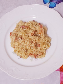 Una foto de Risotto con cerveza y bacon