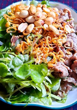 Hình của món Gỏi rau càng cua thịt bò.