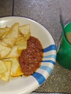 A picture of Fried yam and Sauce.