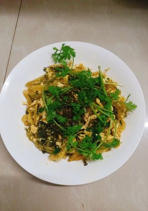 Hình của món Cải chua xào tàu hủ.