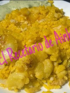 Una foto de Arroz con bacalao y coliflor