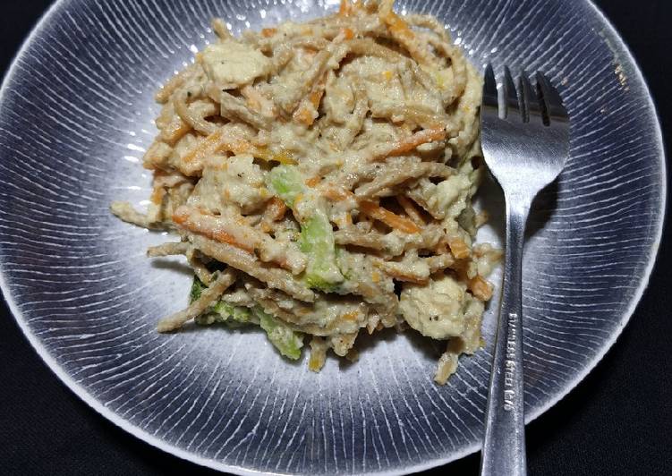 Cara Gampang Membuat Vegan spaghetti carbonara, Enak