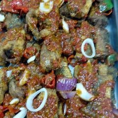 Fried croaker fish with pepper sauce A picture of Fried croaker fish with pepper sauce.