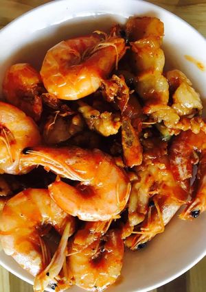 Hình của món Tôm rim thịt ba chỉ.