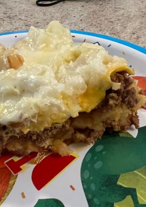 Una foto de Tortilla de papas con carne molida
