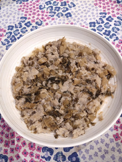 A picture of Steam Ground Pork with Preserved Veggies.