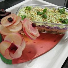 A picture of Layered salad.