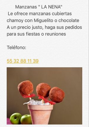 Una foto de Deliciosas manzanas cubiertas de chamoy y miguelito