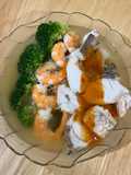 ซุปมิโสะปลากะพง และกุ้งต้ม