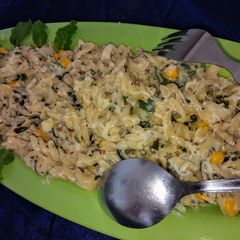 A picture of Methi malai cheesy pasta.