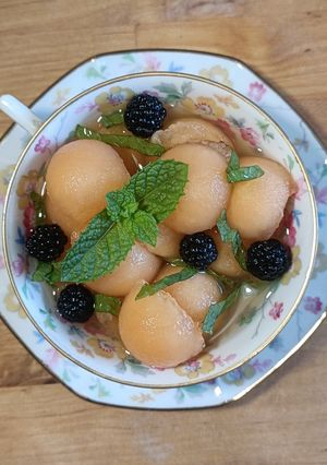 Une photo de 🍈Billes de melon à l'infusion verveine menthe
