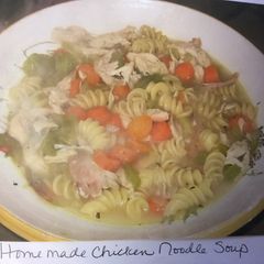 A picture of Mom's EASY home made chicken noodle soup.
