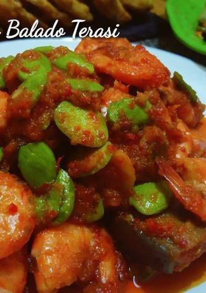 Foto resep Udang 🦐 Terong Pete Balado Terasi