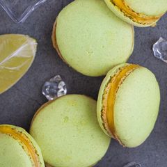 A picture of Italian Margarita Macarons with Tequila Lime Curd Filling.
