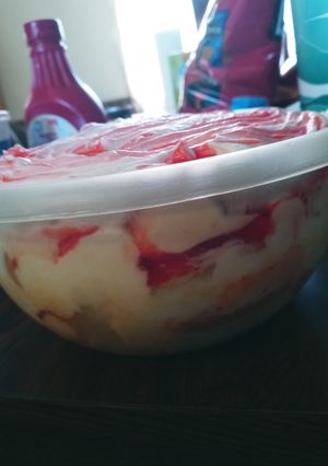 A picture of Strawberry Shortcake Roll Ice Cream Trifle.