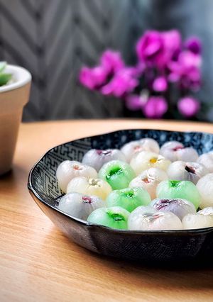 Hình của món Nhãn lồng rau câu.