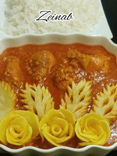 عکسی از دستور خورشت قیمه مرغ(تزیین خورشت قیمه)