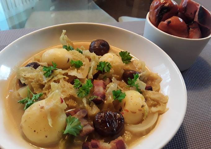 Sig's German Cabbage, Chestnuts and Potato Dumpling Soup