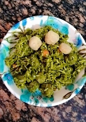 A picture of Soya Spinach Pilaf.