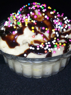 A picture of Chocolaty Banana Pudding.