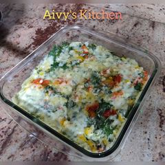 A picture of Cheese sauce rice.