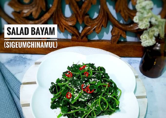 Ternyata begini loh! Cara  bikin Salad Bayam (SiGeumchi NaMul) 👩‍🍳 yang spesial