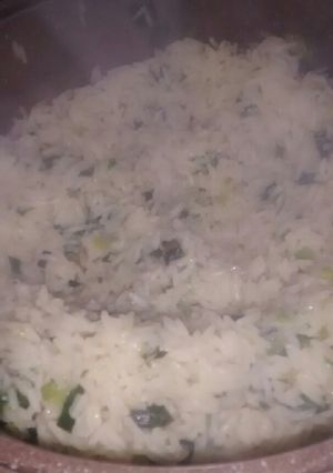 Una foto de Arroz con puerro