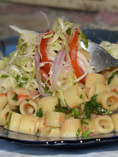 A picture of Macaroni with salad.