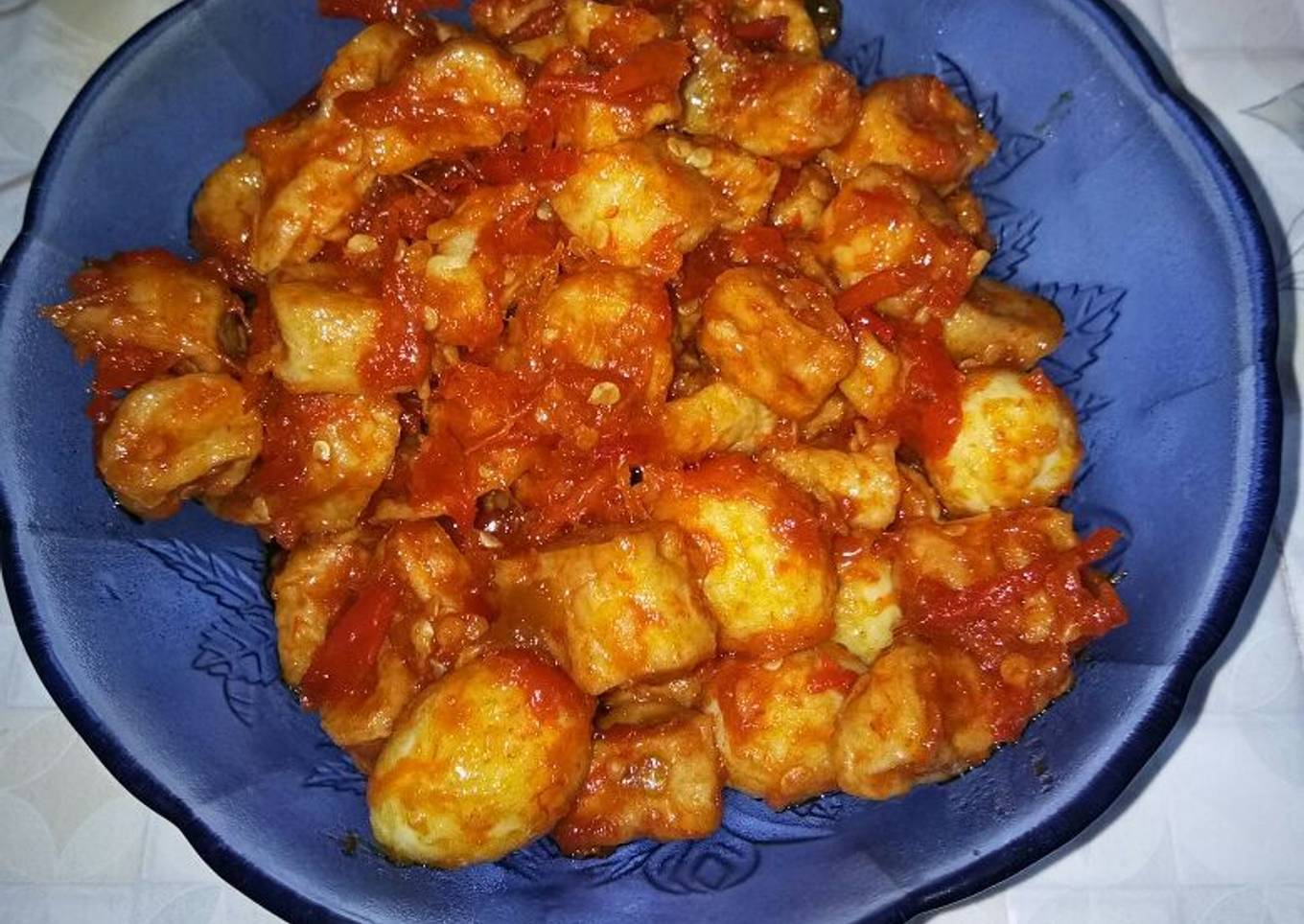 Otak-otak dan telur puyuh balado