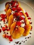 Pastel de soletillas, nata y mousse de chocolate