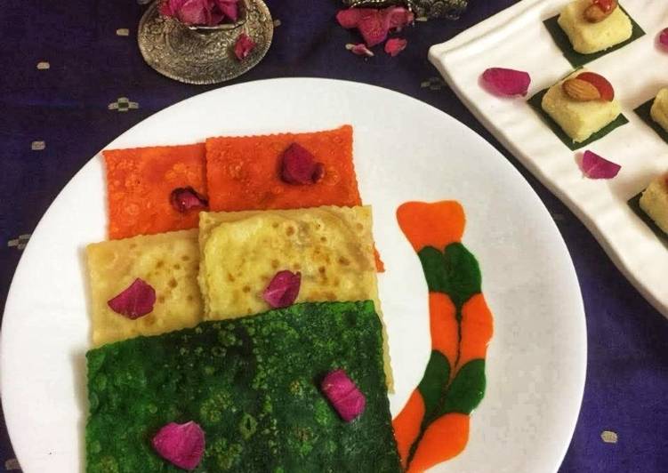 Tricolour meetha paratha with meetha sauce