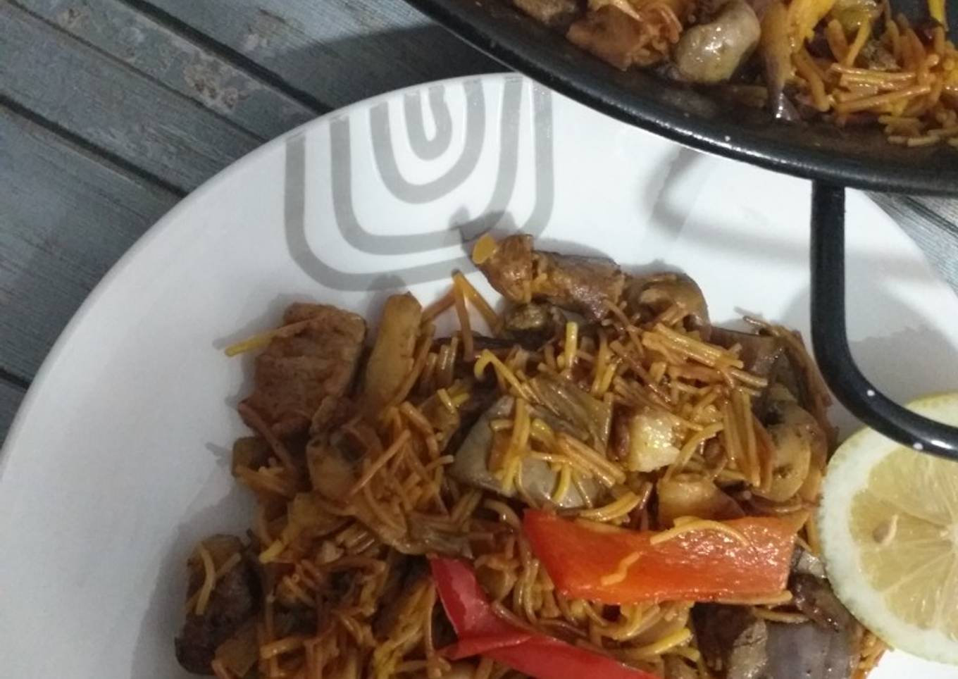 Fideuá de carne y verduritas